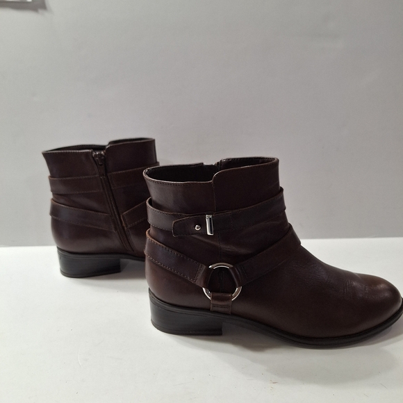 Lauren Ralph Lauren Classic Minimalist Brown Leather Ankle Boots Size 6.5 - Picture 6 of 11